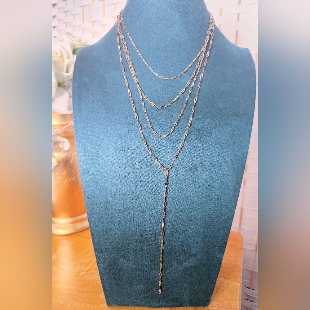 INC Elegant 18k GP Multi-Layer Chain Necklace